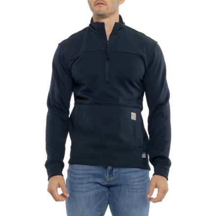 Carhartt 105012 Flame Resistant Rain Defender® Mock Neck Shirt - Zip Neck, Long Sleeve in Navy