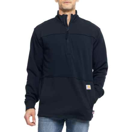 Carhartt 105012 Flame Resistant Rain Defender® Mock Neck Shirt - Zip Neck, Long Sleeve in Navy