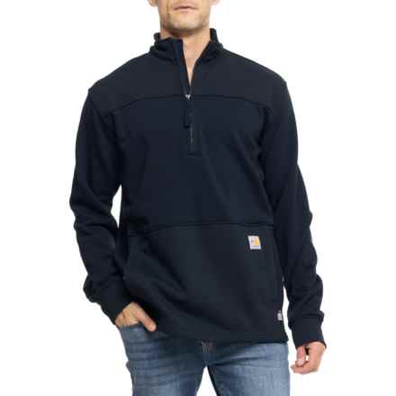 Carhartt 105012 Flame Resistant Rain Defender® Mock Neck Shirt - Zip Neck, Long Sleeve in Navy