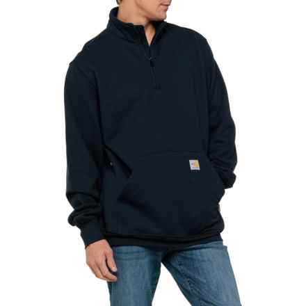 Carhartt 105028 Flame Resistant Force® Midweight Sweatshirt - Zip Neck, Factory Seconds in Navy