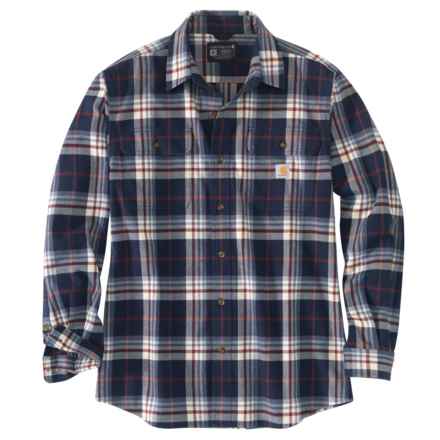 Carhartt 105078 Loose Fit Heavyweight Flannel Plaid Shirt - Long Sleeve in Navy