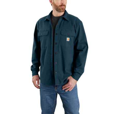 Carhartt 105419 Big and Tall Rugged Flex® Relaxed Fit Canvas Fleece Lined Shirt Jacket in Night Blue