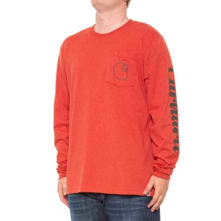 Carhartt 105421 Relaxed Fit Heavyweight Pocket Graphic T-Shirt - Long Sleeve in Chili Pepper Heather