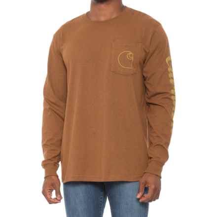 Carhartt 105421 Relaxed Fit Heavyweight Pocket Graphic T-Shirt - Long Sleeve in Oiled Walnut Heather