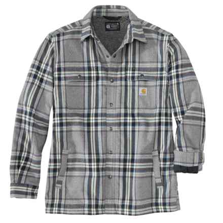 Carhartt 105430 Relaxed Fit Flannel Shirt Jacket - Sherpa Lined, Factory Seconds in Asphalt