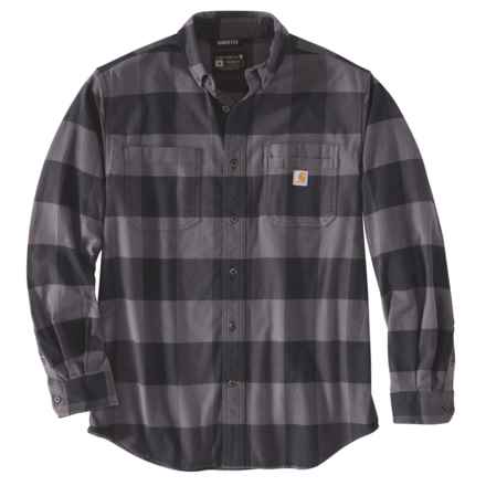 Carhartt 105432 Rugged Flex® Relaxed Fit Midweight Flannel Plaid Shirt - Long Sleeve in Navy