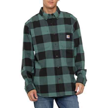 Carhartt 105432 Rugged Flex® Relaxed Fit Midweight Flannel Plaid Shirt - Long Sleeve in Slate Green
