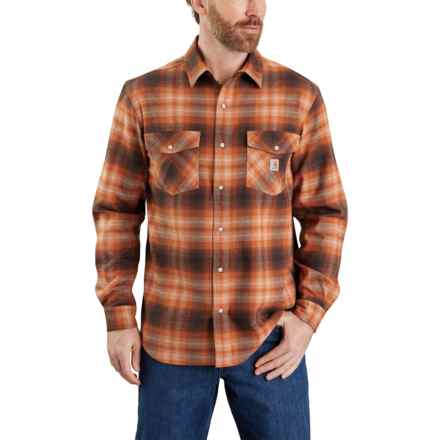 Carhartt 105436 Rugged Flex® Relaxed Fit Midweight Flannel Shirt - Long Sleeve, Snap Front, Factory Seconds in Burnt Sienna