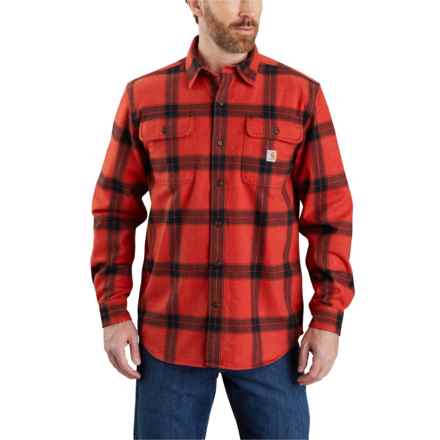 Carhartt 105439 Big and Tall Loose Fit Heavyweight Plaid Flannel Shirt - Long Sleeve in Chili Pepper
