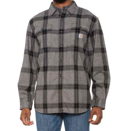 Carhartt 105439 Loose Fit Heavyweight Plaid Flannel Shirt - Long Sleeve in Asphalt