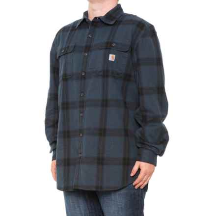 Carhartt 105439 Loose Fit Heavyweight Plaid Flannel Shirt - Long Sleeve in Night Blue