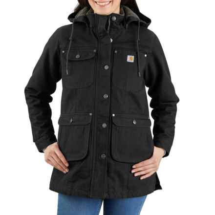 Carhartt 105512 Loose Fit Weathered Duck Coat - Insulated in Black