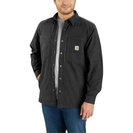 Carhartt 105532 Big and Tall Rugged Flex® Relaxed Fit Canvas Shirt Jacket - Fleece Lined, Factory Seconds in Black