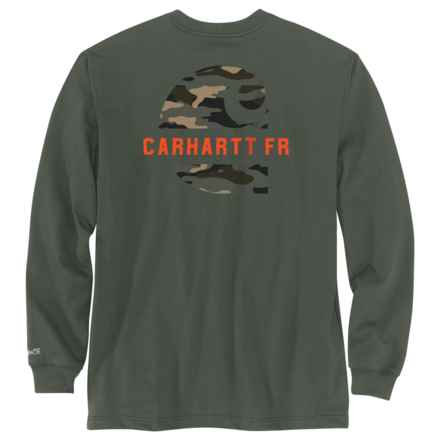 Carhartt 105546 Flame Resistant Force® Loose Fit Graphic C T-Shirt - Long Sleeve in Climbing Ivy Heather