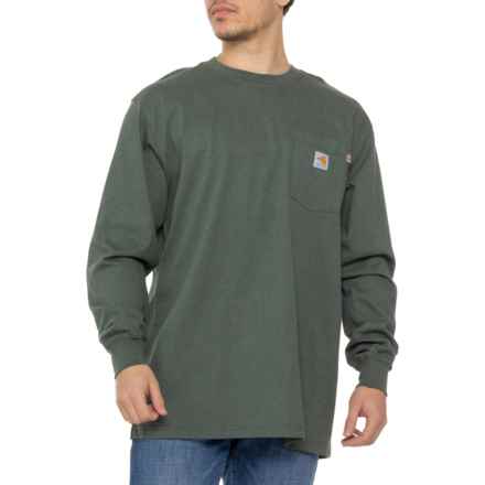 Carhartt 105546 Flame-Resistant Force® Loose Fit Pocket T-Shirt - Long Sleeve in Climbing Ivy Heather