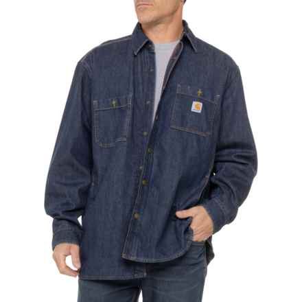 Carhartt 105605 Relaxed Fit Denim Snap-Front Shirt Jacket - Fleece Lined in Glacier