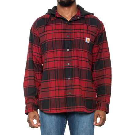 Carhartt 105621 Rugged Flex® Relaxed Fit Flannel Hooded Shirt Jacket - Fleece Lined, Factory Seconds in Oxblood