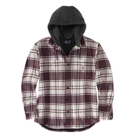 Carhartt 105621 Rugged Flex® Relaxed Fit Flannel Hooded Shirt Jacket - Fleece Lined in Malt