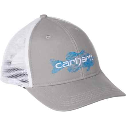 Carhartt 105694 Mesh-Back Fish Graphic Baseball Cap in Asphalt