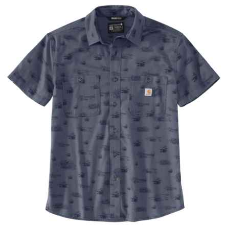 Carhartt 105701 Rugged Flex® Relaxed Fit Lightweight Shirt - Short Sleeve, Factory Seconds in Bluestone Archive Print