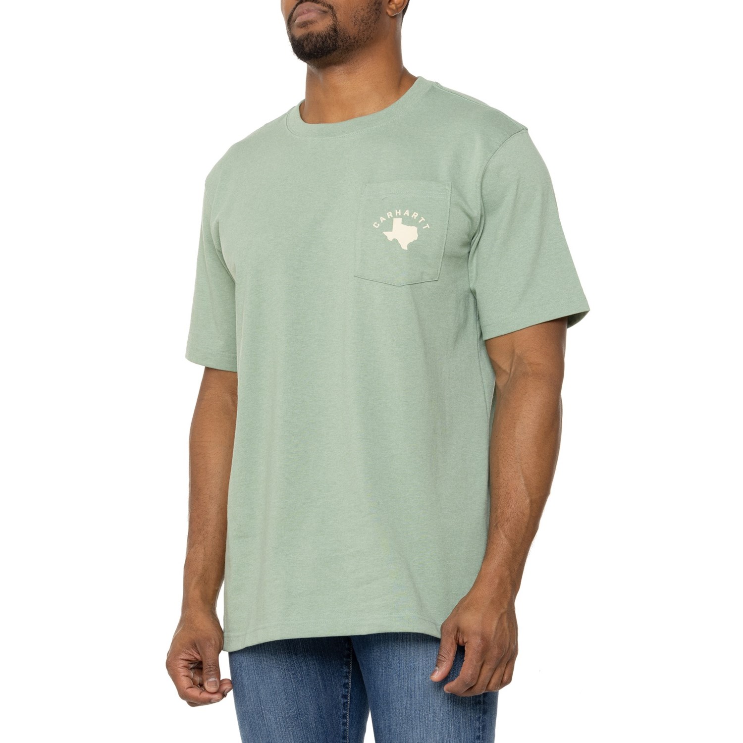 Carhartt 105767 Relaxed Fit Texas Graphic T-Shirt for Men | Jade Heather | Size Xl/T | Cotton