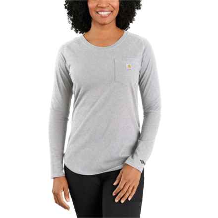Carhartt 105814 Force® Relaxed Fit Midweight Pocket T-Shirt - UPF 25, Long Sleeve in Heather Grey