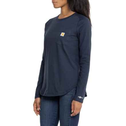 Carhartt 105814 Force® Relaxed Fit Midweight Pocket T-Shirt - UPF 25, Long Sleeve in Navy