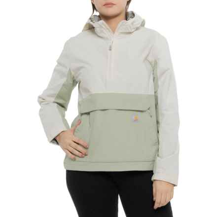Carhartt 105861 Rain Defender® Lightweight Packable Anorak Jacket - Zip Neck in Sage/Chalk