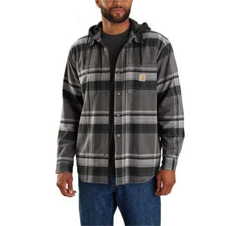 Carhartt 105938 Rugged Flex Relaxed Fit Hooded Flannel Shirt Jacket Fleece Lined