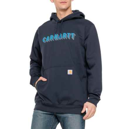 Carhartt 105944 Rain Defender® Loose Fit Midweight Graphic Hoodie - Factory Seconds in New Navy