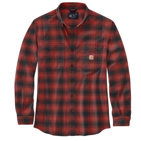 Carhartt 105945 Big and Tall Rugged Flex® Relaxed Fit Plaid Flannel Shirt - Long Sleeve, Factory Seconds in Red Ochre