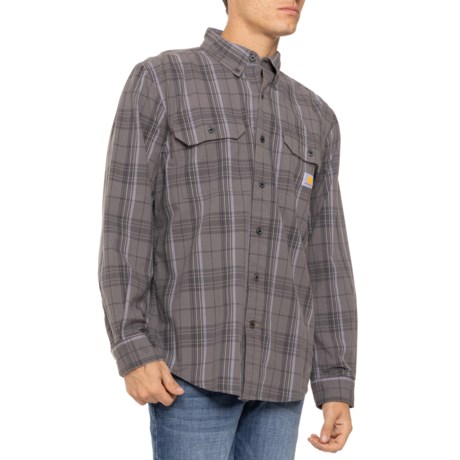 Carhartt 105946 Loose Fit Midweight Chambray Plaid Shirt - Long Sleeve in Steel