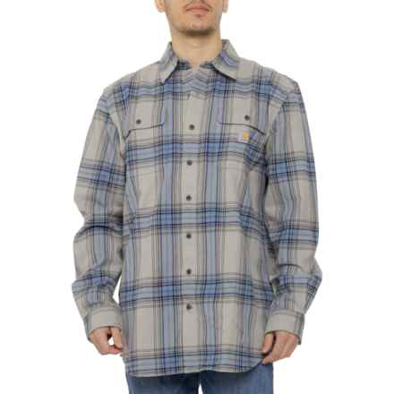 Carhartt 105947 Big and Tall Loose Fit Heavyweight Plaid Flannel Shirt - Long Sleeve in Asphalt