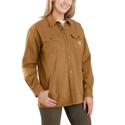 Carhartt 106024 Rugged Flex® Loose Fit Canvas Shirt Jacket - Fleece Lined, Factory Seconds in Carhartt Brown