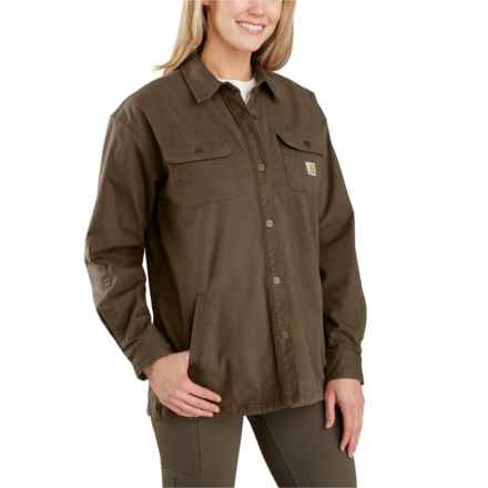 Carhartt 106024 Rugged Flex® Loose Fit Canvas Shirt Jacket - Fleece Lined, Factory Seconds in Tarmac