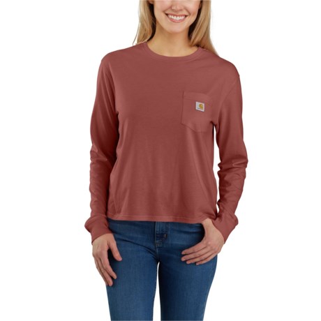 Carhartt 106121 Loose Fit Lightweight Crew Neck Pocket T-Shirt - Long Sleeve, Factory Seconds in Dark Cedar Heather