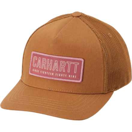 Carhartt 106130 Rugged Flex® Canvas Mesh-Back 1889 Patch Trucker Hat in Carhartt Brown