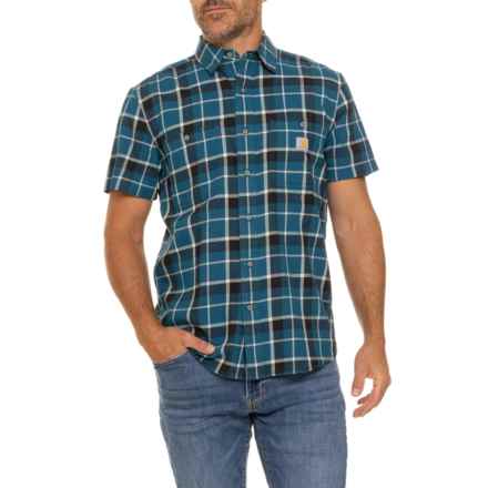 Carhartt 106139 Big and Tall Rugged Flex® Relaxed Fit Plaid Shirt - Short Sleeve in Navy