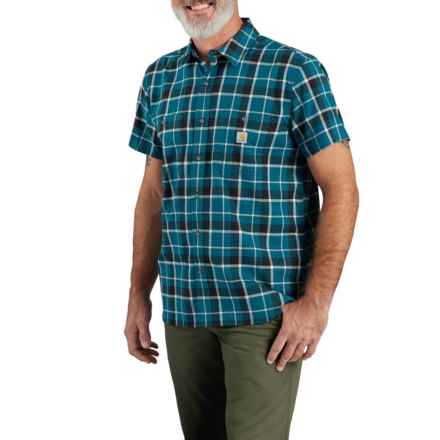 Carhartt 106139 Big and Tall Rugged Flex® Relaxed Fit Plaid Shirt - Short Sleeve in Navy