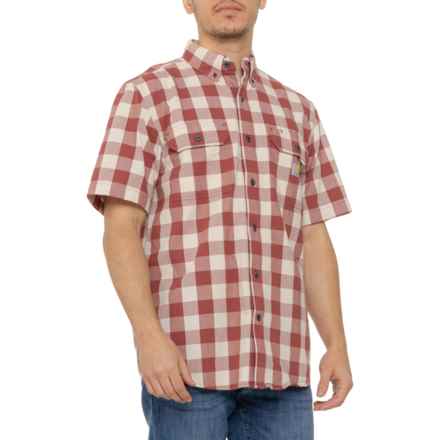 Carhartt 106140 Big and Tall Loose Fit Midweight Plaid Shirt - Short Sleeve in Apple Butter