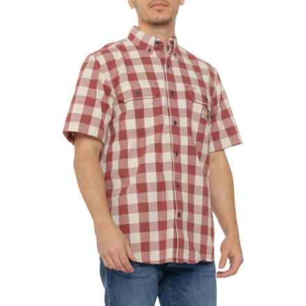 Carhartt 106140 Big and Tall Loose Fit Midweight Plaid Shirt - Short Sleeve in Apple Butter