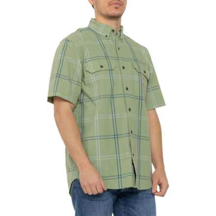 Carhartt 106140 Loose Fit Midweight Plaid Shirt - Short Sleeve in Loden Frost