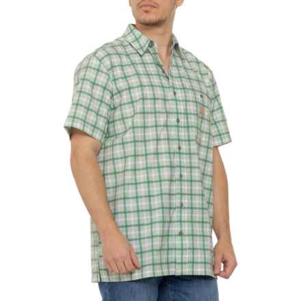 Carhartt 106167 Big and Tall Force® Sun Defender Relaxed Fit Plaid Shirt - UPF 50+, Short Sleeve in Loden Frost