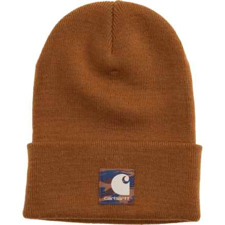 Carhartt 106336 Knit Camo Patch Beanie in Carhartt Brown