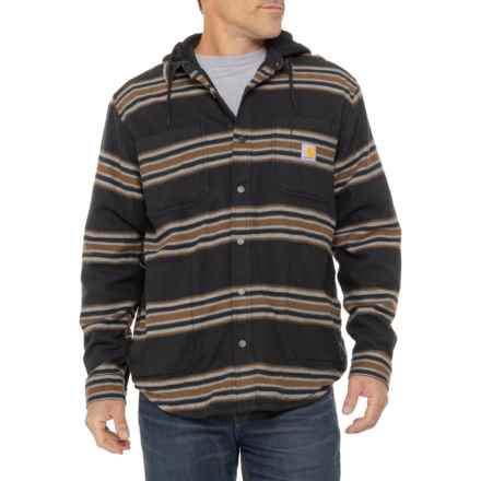 Carhartt 106353 Rugged Flex® Relaxed Fit Flannel Hooded Shirt Jacket - Fleece Lined in Carhartt Brown/Black