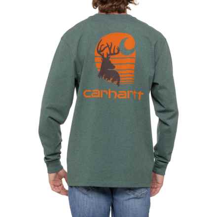 Carhartt 106365 Loose Fit Heavyweight Deer Graphic T-Shirt - Long Sleeve, Factory Seconds in Frosted Balsam Heather