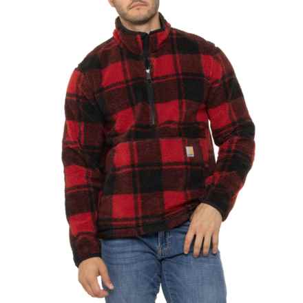 Carhartt 106443 Loose Fit Fleece Pullover Sweater - Zip Neck in Crabapple/Black Plaid