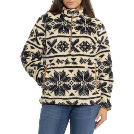 Carhartt 106470 Loose Fit Fleece Shirt - Zip Neck, Long Sleeve in Oat Milk/Black Fairisle