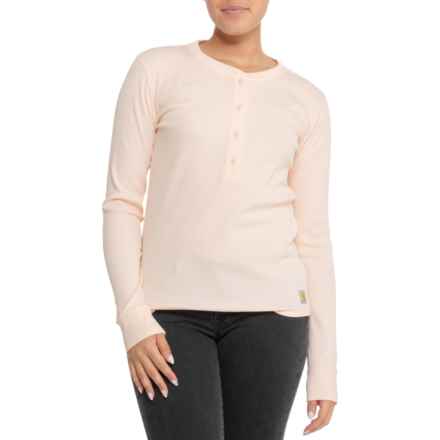 Carhartt 106480 Relaxed Fit Ribbed Henley Shirt - Long Sleeve, Factory Seconds in Georgia Peach