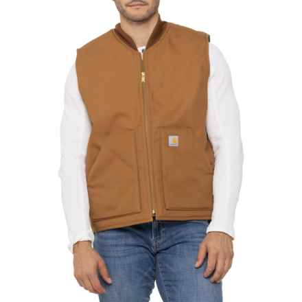 Carhartt 106676 Relaxed Fit Firm Duck Ribbed Collar Vest - Insulated, Factory Seconds in Carhartt Brown